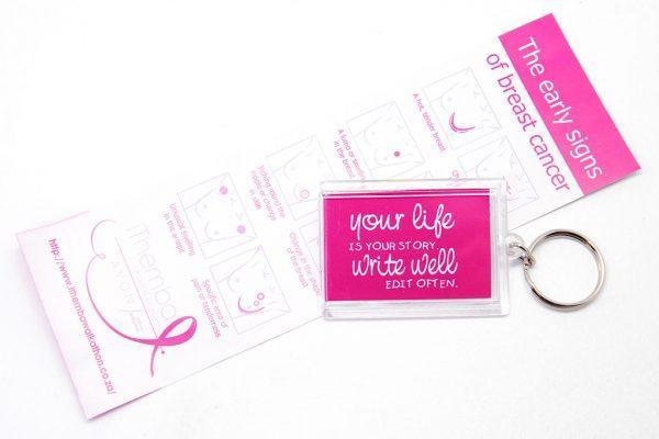 Key Ring: Your life is your story. Write well edit often - pink